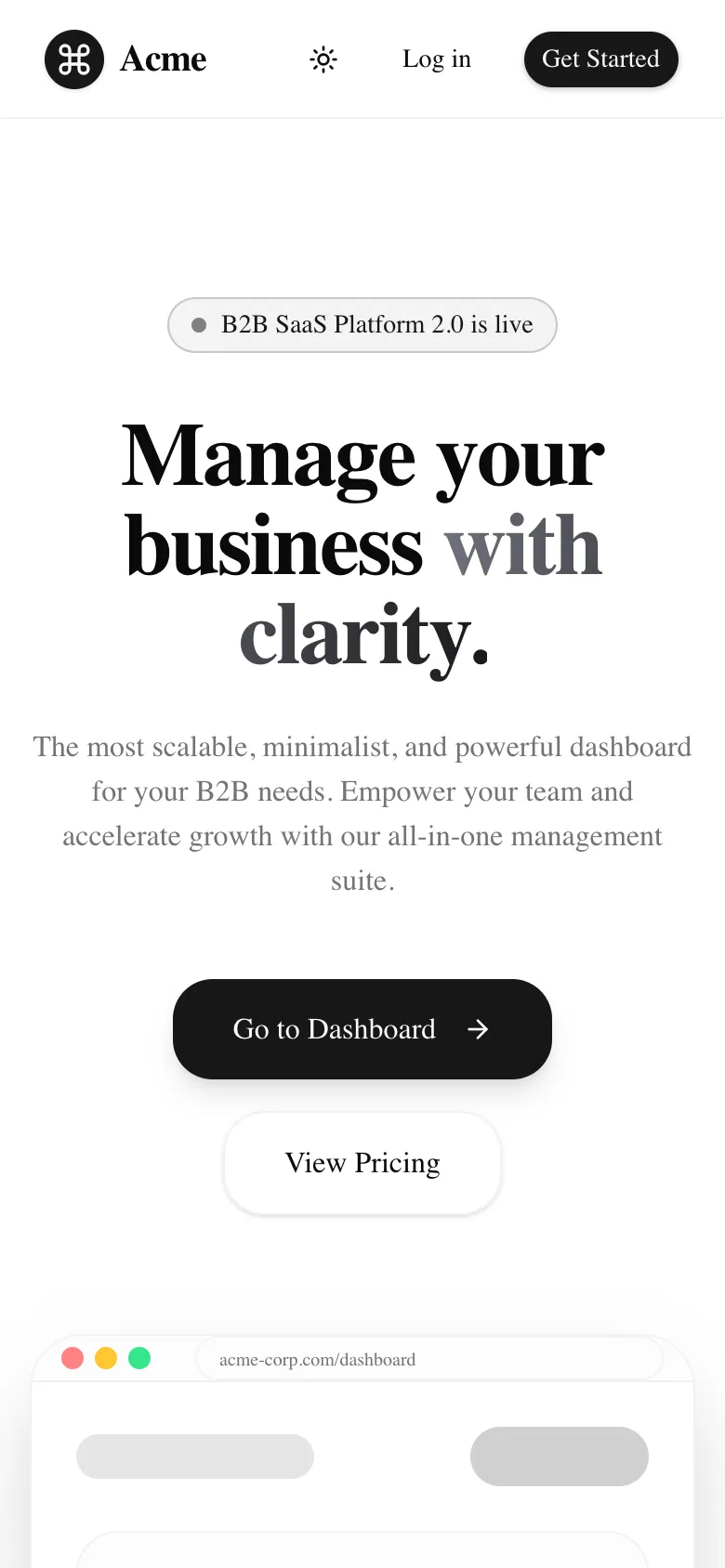 Acme — B2B SaaS Dashboard — Мобильная версия