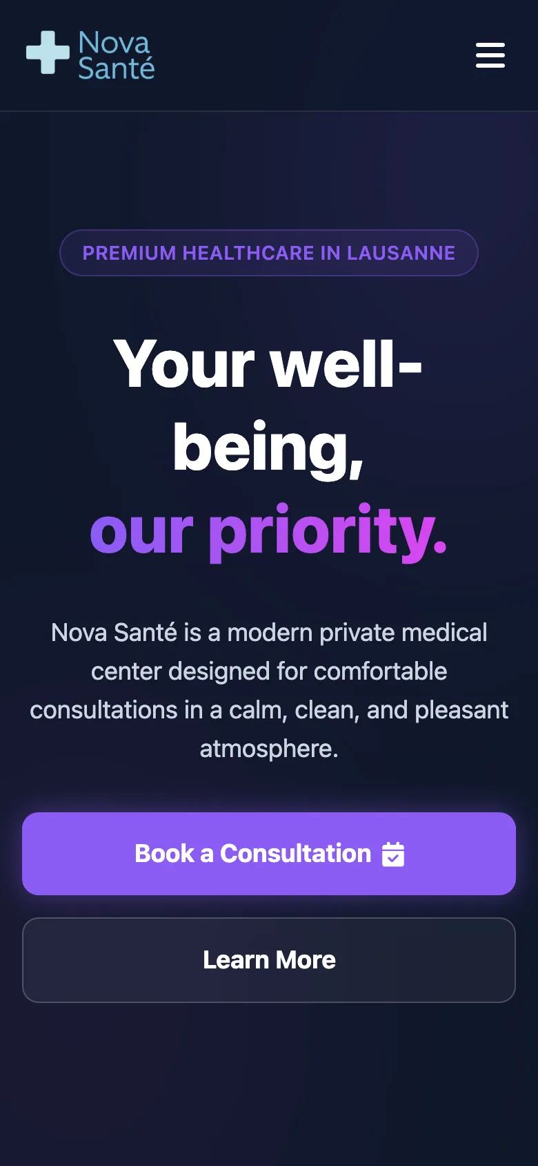 Nova Santé — Мобильная версия
